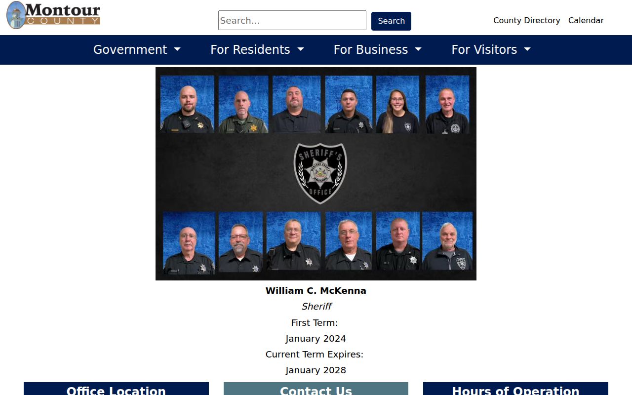 Montour County arrest record contact at the Sheriff's Office