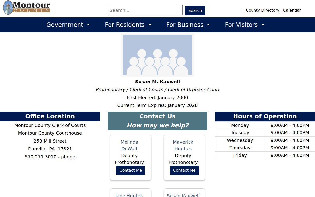 Montour County criminal court case records at the Clerk of Courts