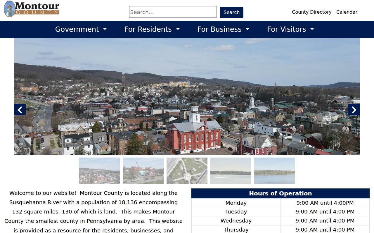 Montour County criminal records department directory on the county government website