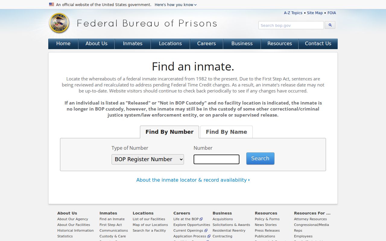 Federal inmate locator for a Montour County criminal records search
